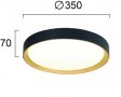 Plafoniera LED Antracit cu Interior Auriu 24W