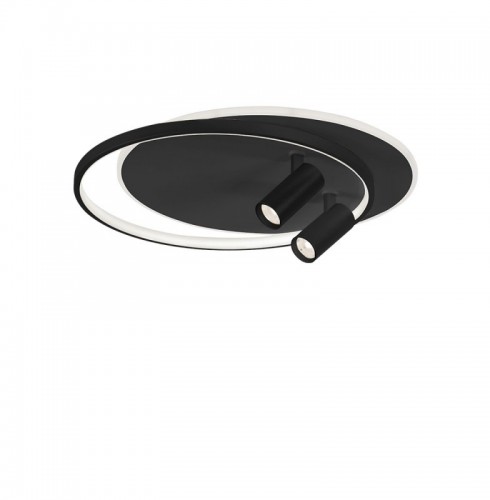 Plafoniera LED Rotunda Neagra cu Doua Spoturi Cilindrice 61W