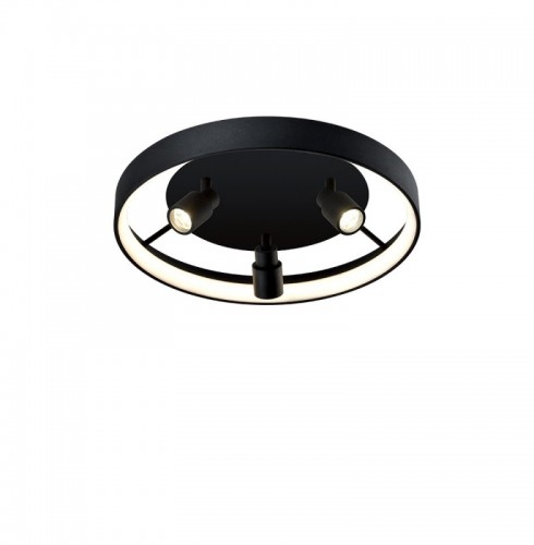 Plafoniera LED Rotunda Neagra cu Trei Spoturi Cilindrice 30W