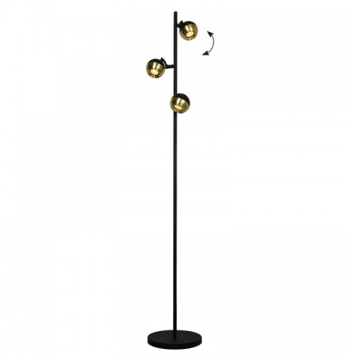 Lampadar  Negru si Auriu cu Dulie 3xGU10