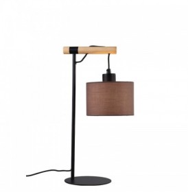 Lampa  Neagra, din Metal si Lemn, Suspendata cu Dulie 1xE27