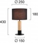 Lampa  Neagra, Lemn si Aluminiu 1xE27