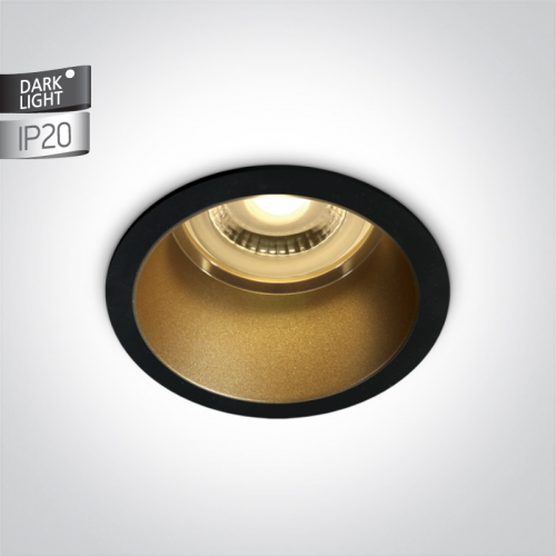 Spot Incastrat Tavan Negru cu Alama, Dark Light si dulie GU10