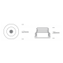 Mini Spot LED Incastrat in Tavan Negru 3W 3000K IP20 h28mm