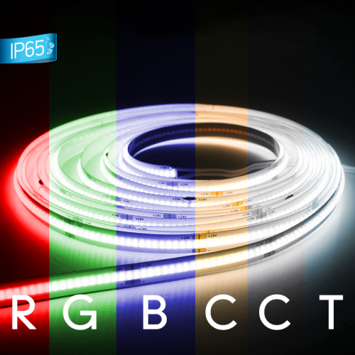 Banda LED COB RGB CCT 24V 16W/M 840LED/M IP65 Profesionala 10 metri exterior