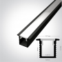 Profil LED Slim Montaj Incastrat, Negru, 2 Metri, Ultra Slim h8.8mm x 10.7mm