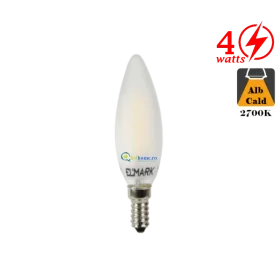 Bec LED cu filament 4W E14 Alb Cald Dispersor Mat SLIM