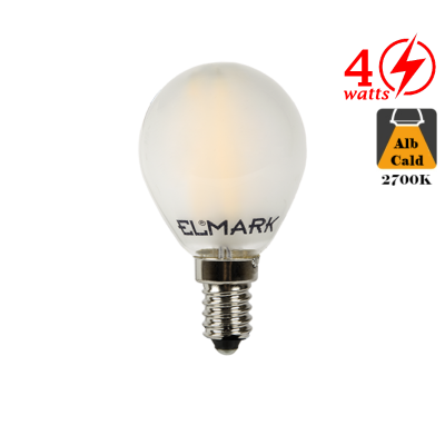 Bec LED cu filament 4W E14 Alb Cald Dispersor Mat