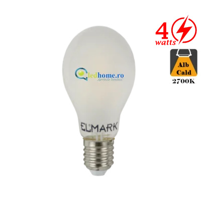 Bec LED cu filament 4W E27 Alb Cald Dispersor Mat inalt