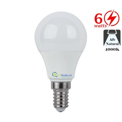 Bec LED tip Glob 6W E14 Alb Neutru