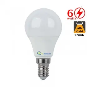 Bec LED tip Glob 6W E14 Alb Cald