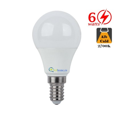 Bec LED tip Glob 6W E14 Alb Cald