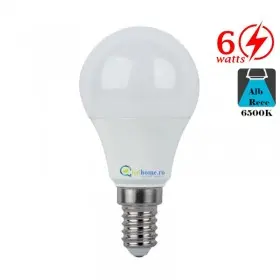 Bec LED tip Glob 6W E14 Alb Rece