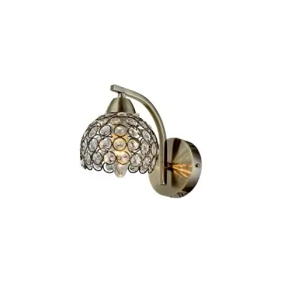 Lampa de perete cu Cristale Lyza 1XE14 ANTIQUE BRASS