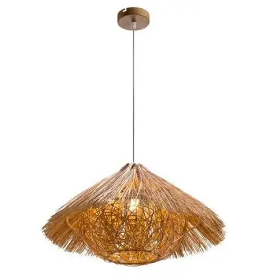 Lustra Pendul cu Lemn 1XE27 Ratan