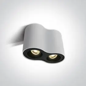 Spot Aplicat pe Tavan Alb Cu Negru cu doua becuri GU10 rotund