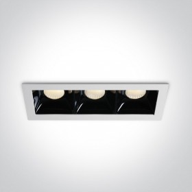 Spot LED incastrat fixe COB albe reflector negru triple