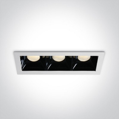 Spot LED incastrat fixe COB albe reflector negru triple