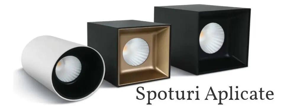 Spoturi Aplicate pe tavan Dimabile, Aurii, Negre si Albe