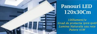 Panouri LED 120x30 cu Extra eficienta 100lumeni/W si rama din aluminiu
